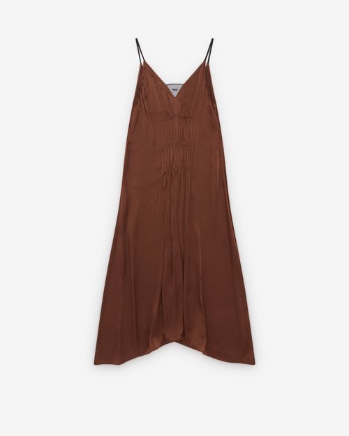 Prada Embroidered Satin Crepe Dress - Tobacco - P3R38R