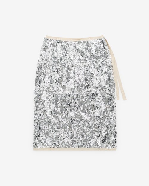 Prada Embroidered Sequin Skirt - Silver - P120ZR
