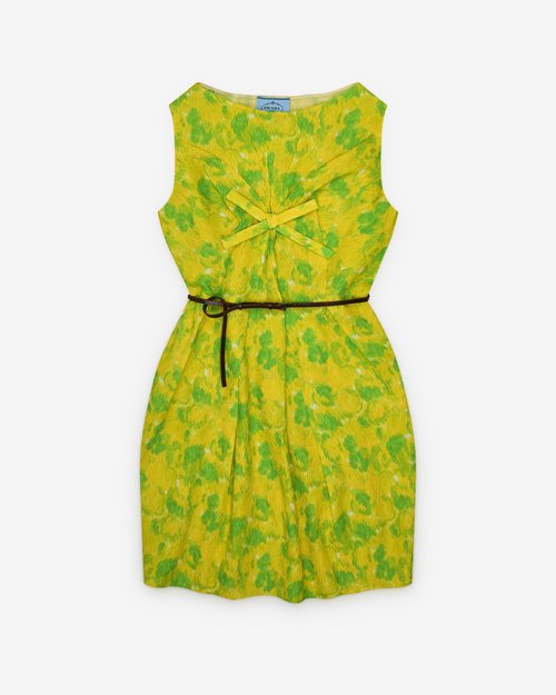 Prada Floral Print Cloquet Dress - Yellow - P3Q73K_18E6_F0010