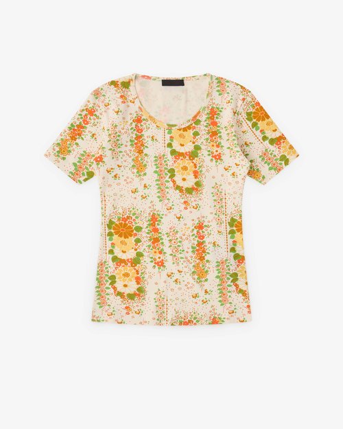 Prada Floral T-Shirt - Peach/Yellow - UJN944_174U_F0049