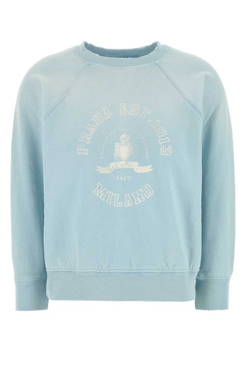 Prada Light Blue Cotton Sweatshirt - 134712SOOO16V1F0637
