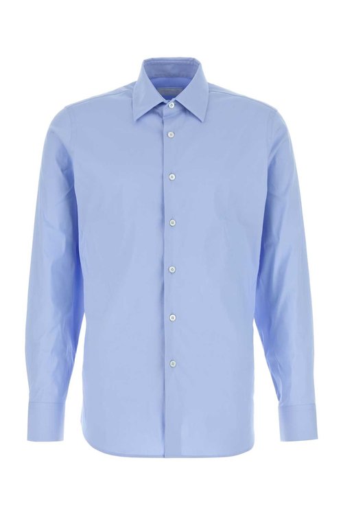 Prada Light Blue Stretch Poplin Shirt - UCM608SOOO10HTF0012