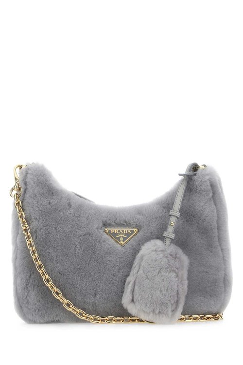 Prada Light Shearling Shoulder Bag - Blue/Grey - 1BC204VZOO2EC9F0591
