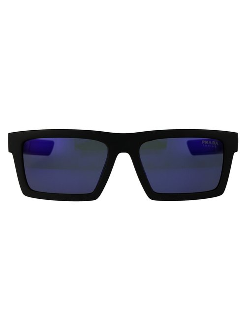 Prada Linea Rossa Dark Mirror Rectangular Sunglasses 02ZS U1BO05U 55 - Black/Blue/Purple - PS02ZSU1BO05U55