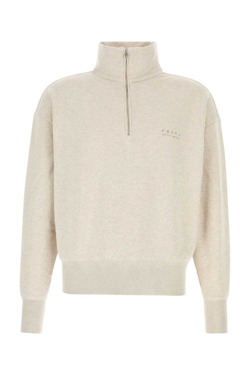 Prada Melange Sand Cotton Sweatshirt - UJL39CSOOO17IPF0018
