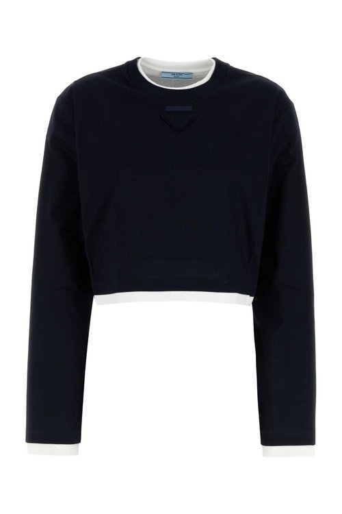 Prada Midnight Blue Cotton T-shirt - 34668SAAO15ZGF0124
