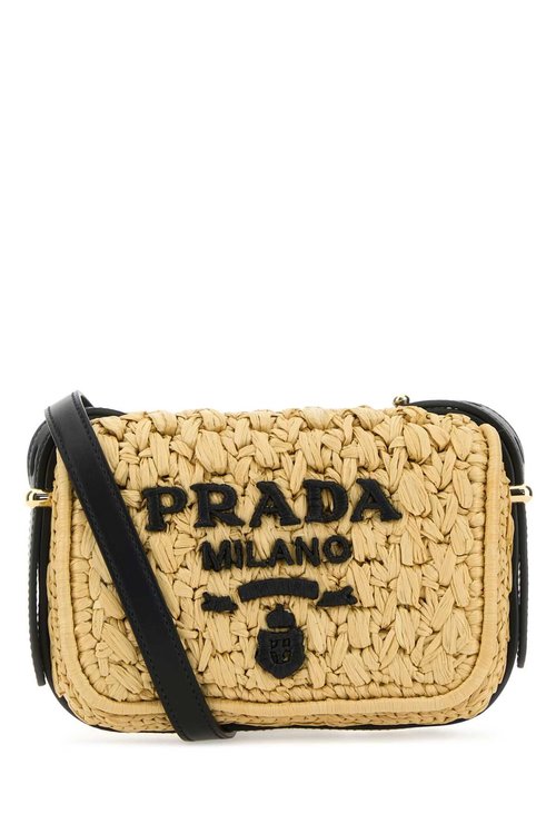 Prada Raffia Crossbody Bag - Black - 1BD362VOOB2M2TF0I55