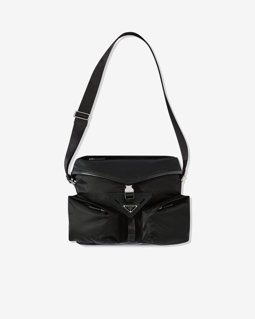 Prada Re-Nylon and Leather Shoulder Bag 'Black Prada Re-Nylon and Leather Shoulder Bag 'Black