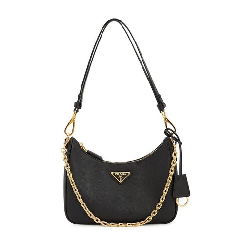 Prada Reedition Saffiano Chain Shoulder Bag - Black