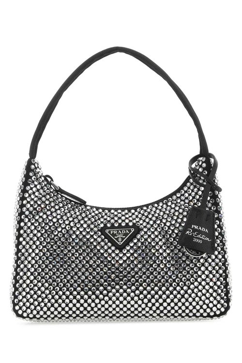 Prada Rhinestones Black Re-edition 2000 Handbag - F0T7O - 1BC515_2AWL_F0T7O