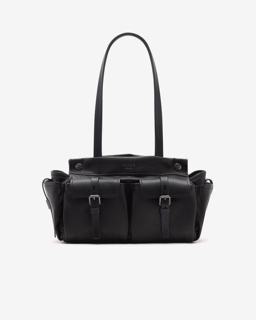 Prada Route Medium Leather Tote Bag - Black