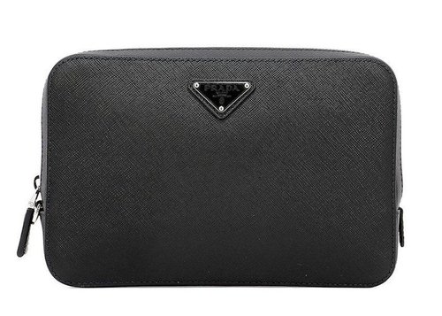 Prada Saffiano Leather Clutch - Black