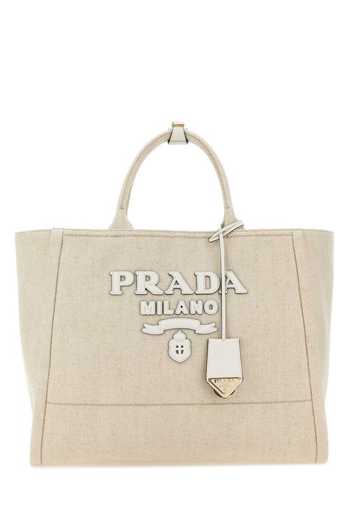Prada Sand Canvas Shopping Bag - 1BG473VOHO2DLIF0N86
