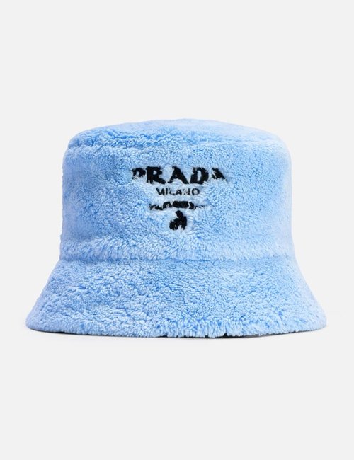 Prada Shearling Bucket Hat - Blue