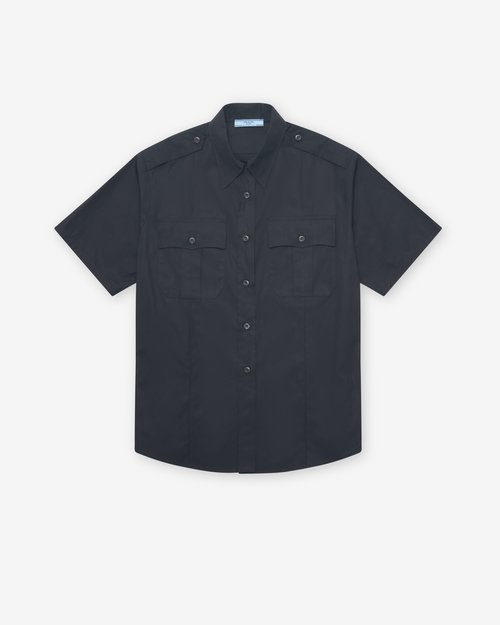 Prada Short-Sleeved Poplin Shirt - Black - P411J-1XV2-F0002