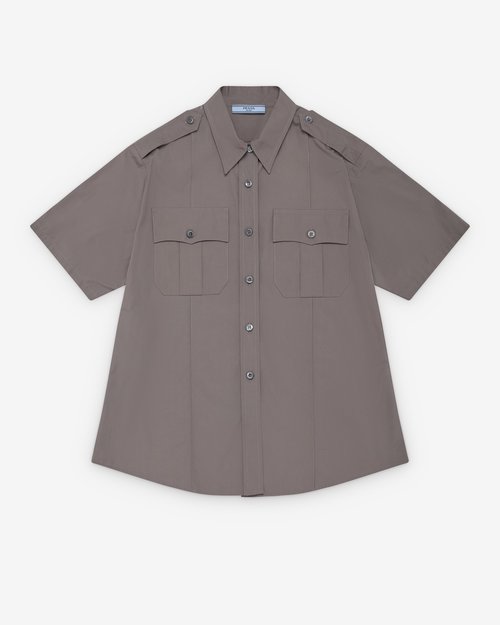 Prada Short Sleeved Poplin Shirt - Iron Gray
