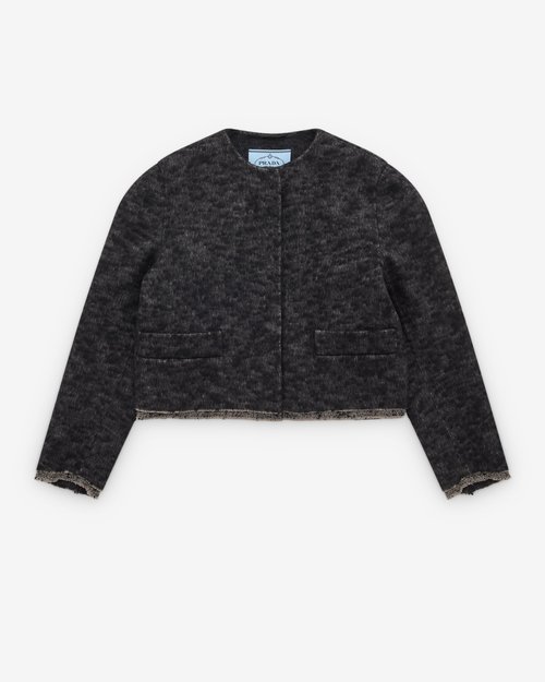 Prada Single-breasted Double Tweed Jacket - Anthracite Gray - P567P