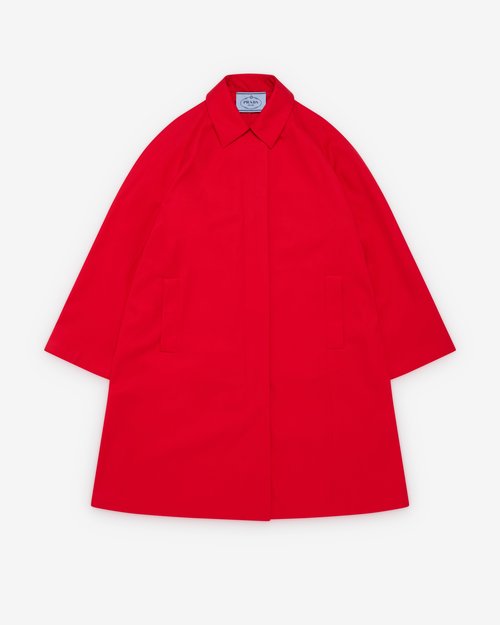 Prada Single-Breasted Gabardine Coat - Red - P603TG