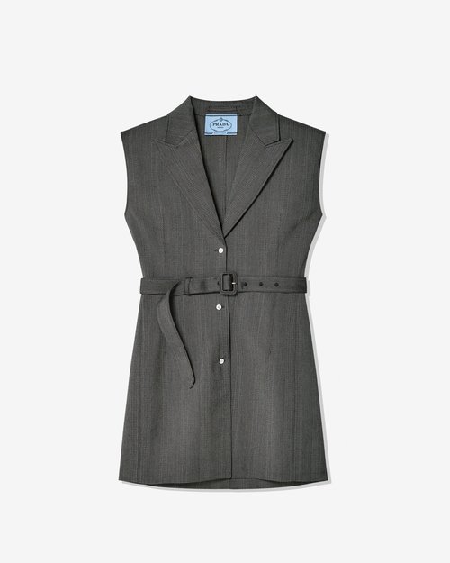 Prada Single-Breasted Pinstripe Vest - Grey - P567OH_14FF_F0D65