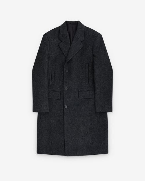 Prada Single Breasted Wool Coat - Slate Grey - UC546M