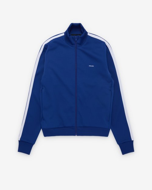 Prada Technical Fabric Blouson Jacket - Cornflower Blue/White - UJL03D