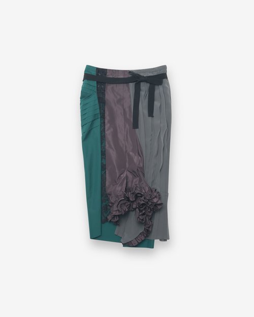Prada Technical Taffeta Patchwork Skirt - Hematite - P147IG_19QW_F063H
