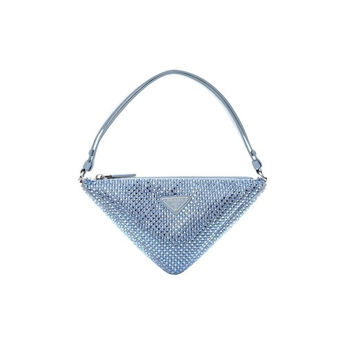 Prada Triangle Crystal-Embellished Satin Bag - 0195200000613TCSBBLUE