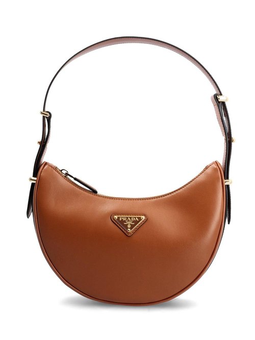 Prada Triangle Logo Plaque Moon Shaped Shoulder Bag - 1BC194_ASK_F0XUG