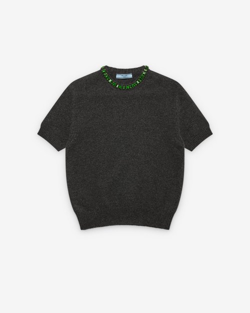 Prada Wool and Cashmere Crew-Neck Sweater - Anthracite - P24V2B