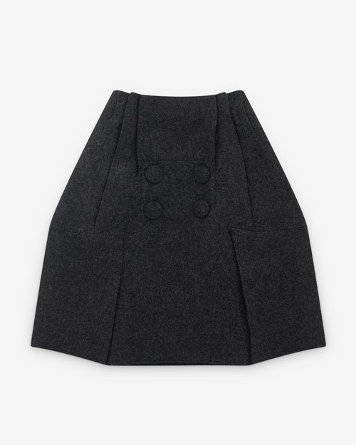Prada Wool Button Skirt - Dark Grey - P139ZU
