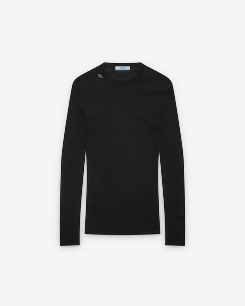 Prada Wool Crew-Neck Sweater - Black - P24Z2C