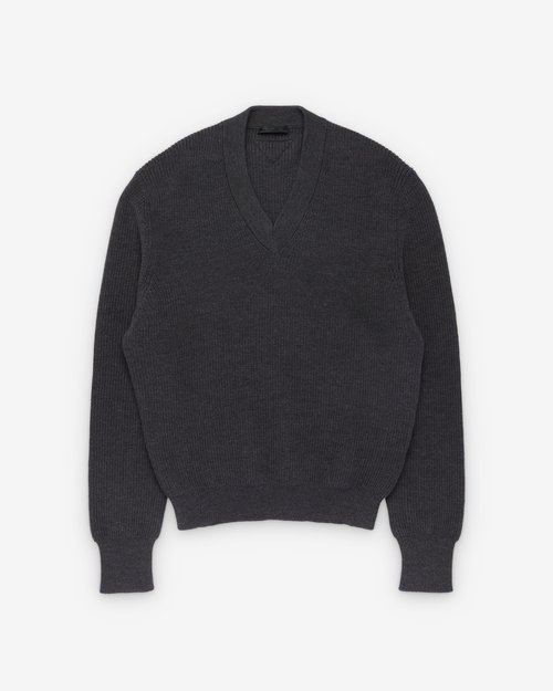 Prada Wool V-Neck Sweater - Slate Grey - UMF179
