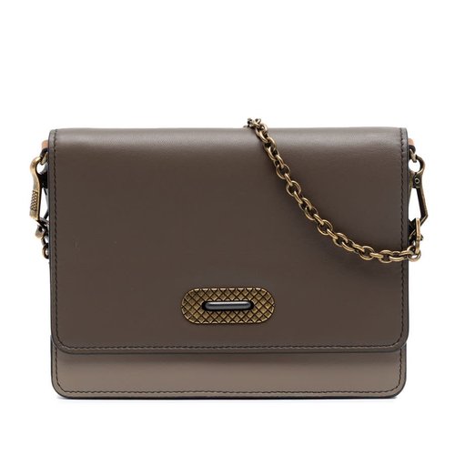 Pre-owned Bottega Veneta Bicolor Leather Wallet On Chain Ladies M078R7TH9L9XBU1L - Brown - S01831739R X