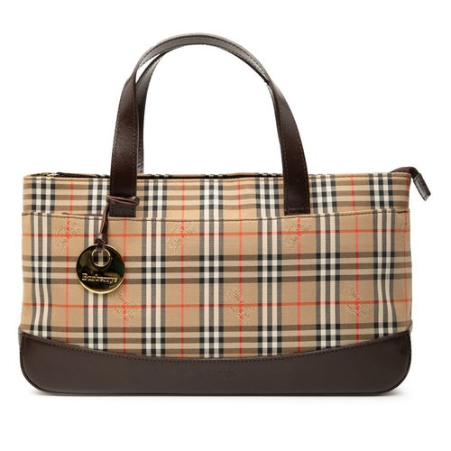 Pre-owned Burberry Haymarket Check Canvas Handbag BKQN2YV20QVWCVHV - Brown - BKQN2YV20QVWCVHV X