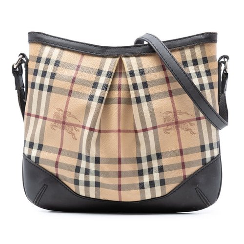 Pre-owned Burberry Haymarket Check Coated Canvas Hartham Crossbody ITHOLLEA27CAMT - Brown - ITHOLLEA27CAMT X