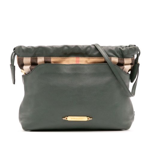 Pre-owned Burberry House Check Canvas and Calfskin Little Crush Crossbody ITCF&10SCA - Green - ITCF&10SCA X