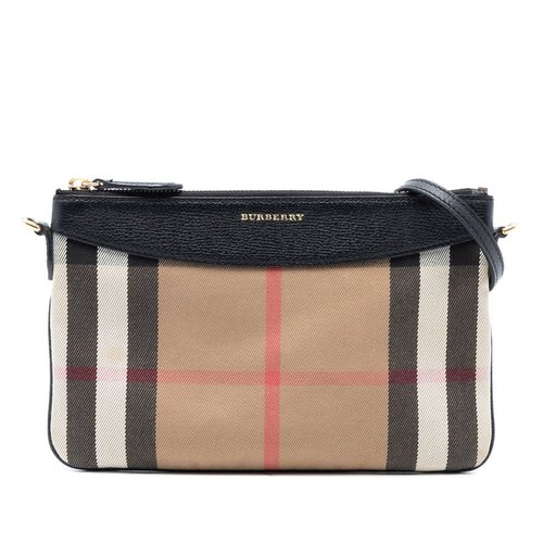 Pre-owned Burberry Mega Check Canvas Peyton Crossbody Ladies ROSCALB5SIB - Brown - ROSCALB5SIB X