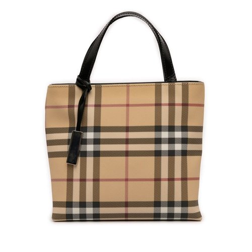 Pre-owned Burberry House Check Canvas Handbag Ladies NUUFFUO3XSFO9V9A - Beige - NUUFFUO3XSFO9V9A X