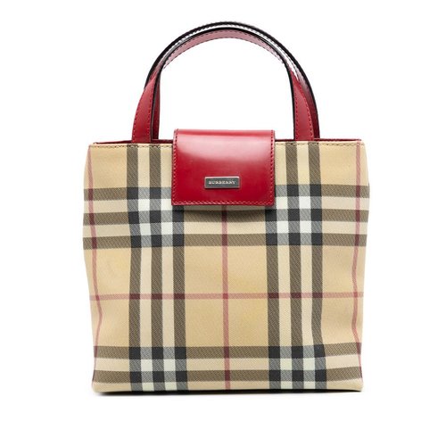 Pre-owned Burberry House Check Coated Canvas Handbag Ladies XXJRV6LNO5WJ31IL - Brown - XXJRV6LNO5WJ31IL X