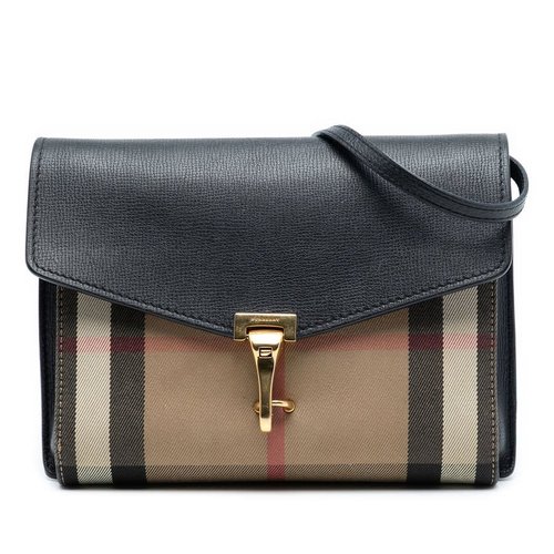 Pre-owned Burberry Small Grainy Calfskin Broguing Tassel Macken Crossbody CFPNBA1241 - Black - CFPNBA1241 X
