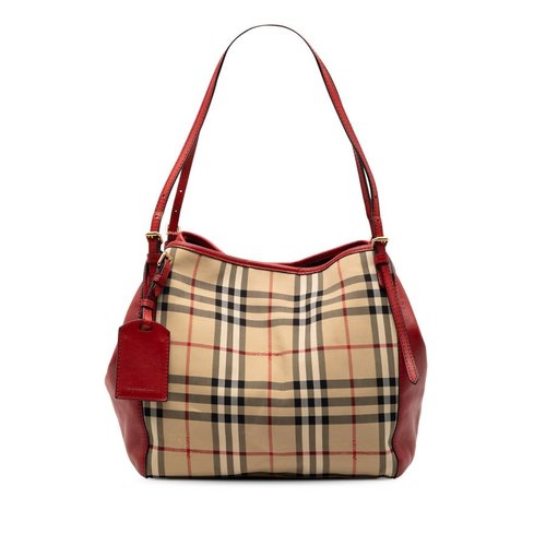 Pre-owned Burberry Small Haymarket Check Canvas and Leather Canterbury Tote Ladies 7K86ERO2C17AMF1J - Brown - 7K86ERO2C17AMF1J X