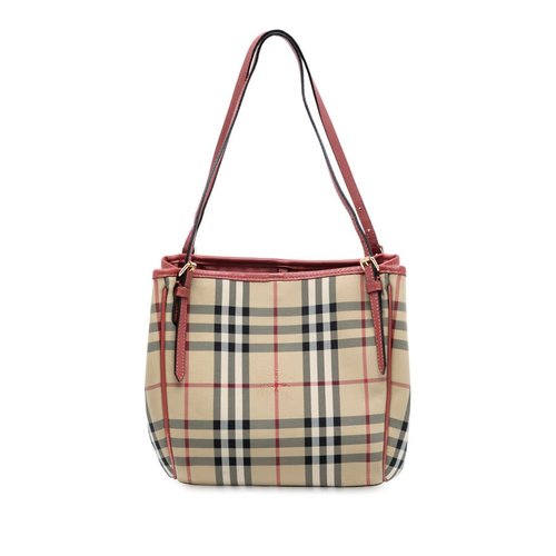 Pre-owned Burberry Small Haymarket Check Canvas Canterbury Tote Ladies TIVPIC1264 - Brown - R21E3MRS9LR78F3A X