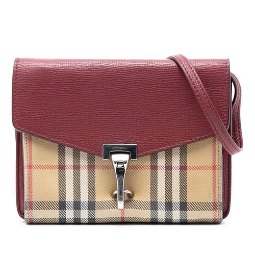 Pre-owned Burberry Small Leather and House Check Canvas Derby Macken Crossbody ITSAMSRL3335GAM - Brown - ITSAMSRL3335GAM X
