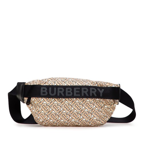 Pre-owned Burberry TB Monogram Nylon Sonny Belt Bag Ladies TiVITP1262 - Brown - TIVITP1262 X