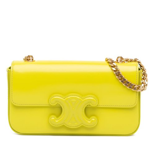 Pre-owned CELINE Calfskin Cuir Triomphe Chain Shoulder Bag Ladies U-CU-0282 - Yellow - U-CU-0282 X
