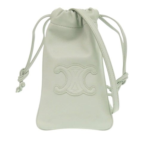 Pre-owned CELINE Calfskin Cuir Triomphe Phone Pouch Ladies SFWRWT0820WEHSER - Green - SFWRWT0820WEHSER X