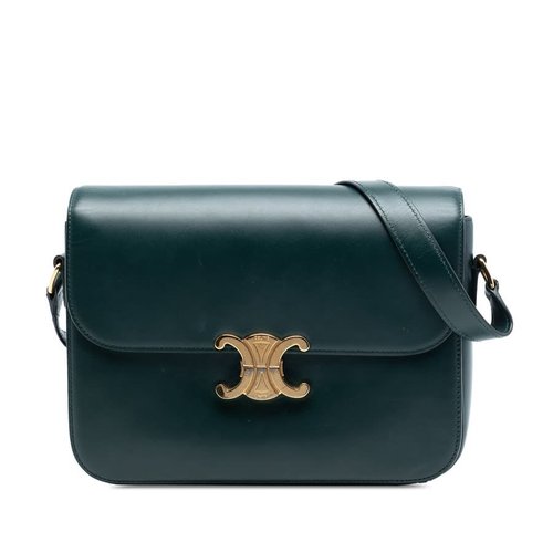 Pre-owned CELINE Large Shiny Calfskin Triomphe Crossbody S-AM-1119 - Green - S-AM-1119 X
