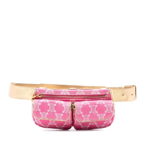 Pre-owned CELINE Macadam Denim Double Pocket Belt Bag Ladies GA4JC1FN5OT1LV6B - Blue/Pink - CE00-34 X