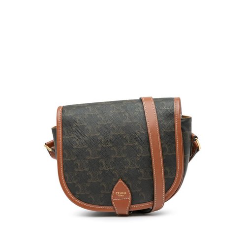 Pre-owned CELINE Medium Triomphe Coated Canvas Folco Crossbody F-CE-1210 - Brown - F-CE-1210 X