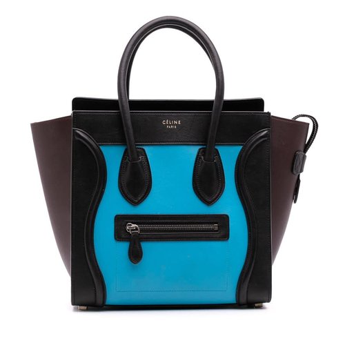 Pre-owned CELINE Micro Tricolor Leather Luggage Tote Ladies U-AT- 124 U MM 0134 - Blue/Brown - U-AT- 124 U MM 0134 X